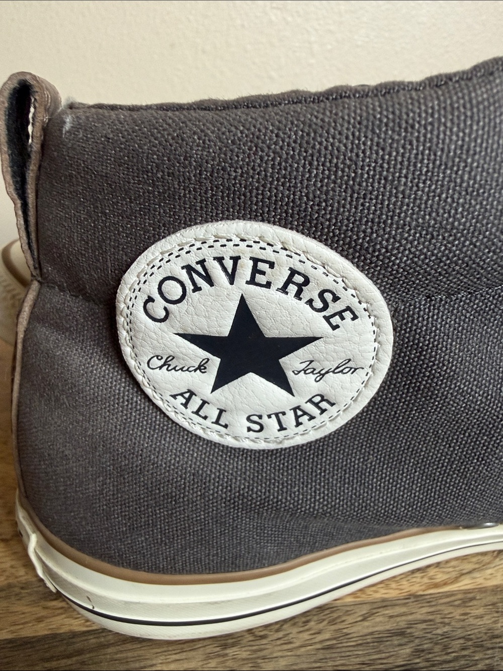 Converse Men’s Gray High-Top Canvas Sneakers with White Toe Cap - Picture 5 of 8